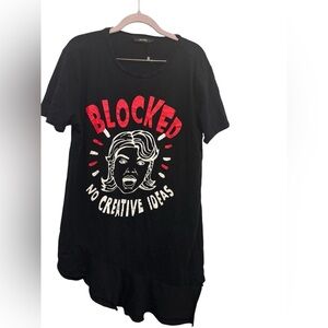 Zara Black Tee with Red and White Graphic